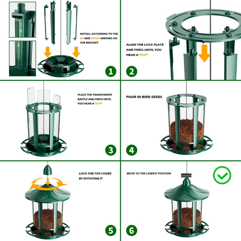 Bird Feeders for Outdoor Hanging, Assembly Required, 1-Min Easy Setup, Charming gallery