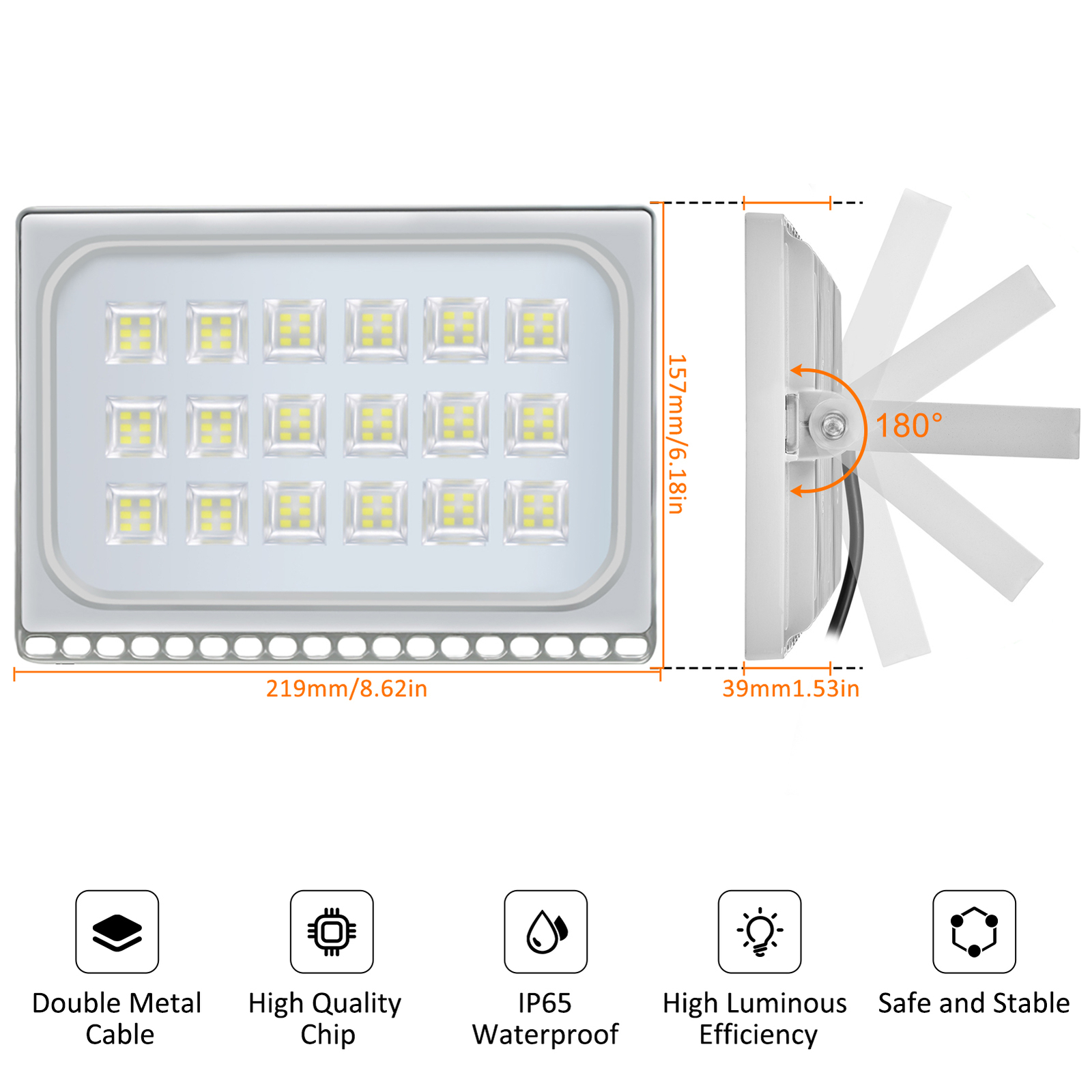 100W Led Flood Light Thinner Outdoor Stadium Patio Garage Security Lights gallery