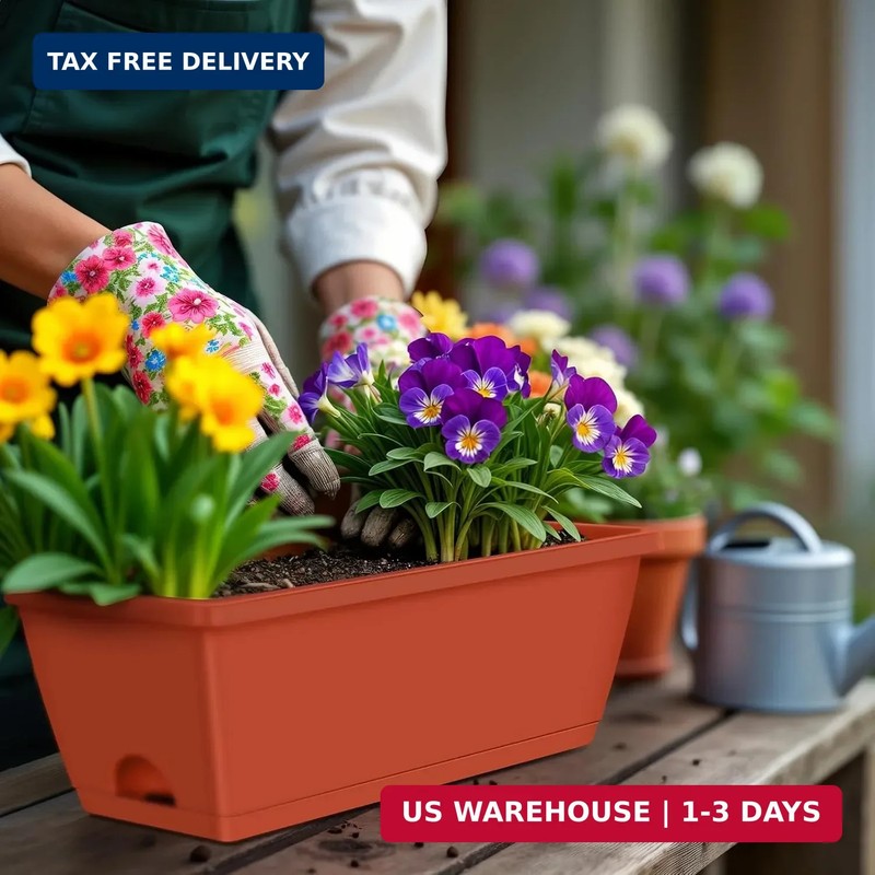 CADUKE Railing Planter Boxes Deck 2 Pack Railing Flower Box with Adjustable Brac gallery