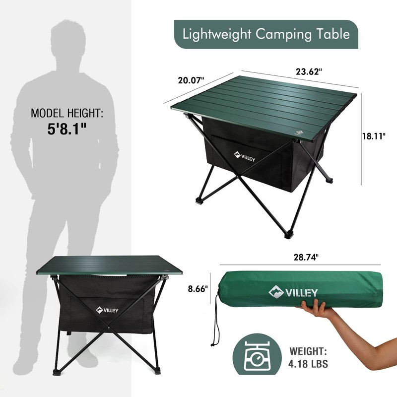 VILLEY Portable Camping Side Table Beach Table w/Bag Ultralight Aluminum Folding gallery