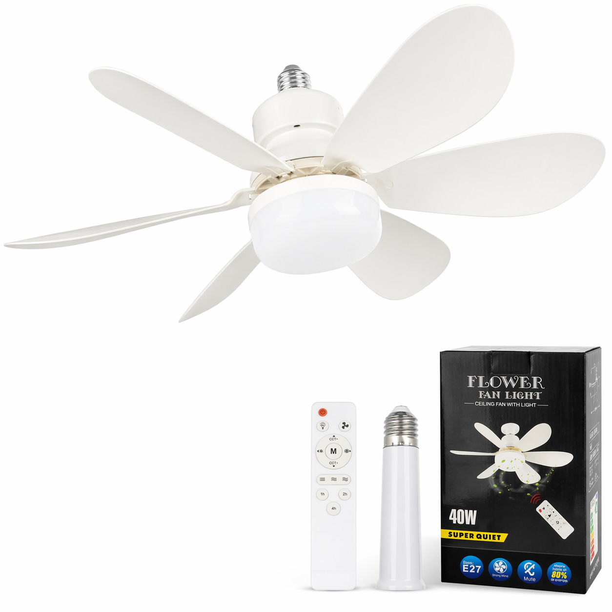 Socket Fan Light Ceiling Fans With Lights And Remote Dimmable LED Ceiling Fan US gallery