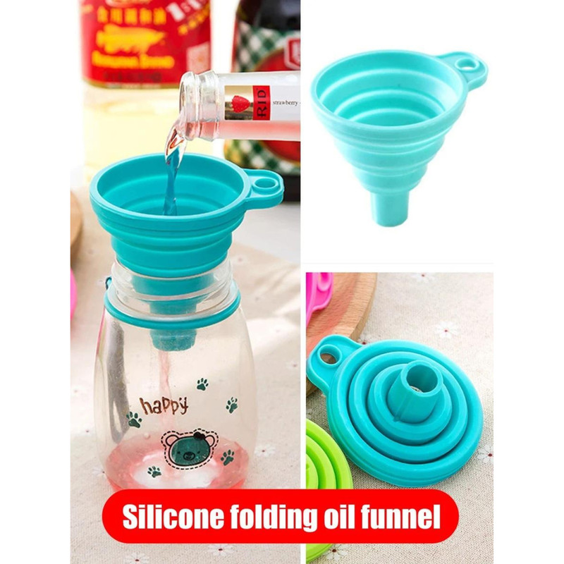 2pcs Kitchen Collapsible Funnels Set Foldable Food Graded Small Silicone Funnels gallery