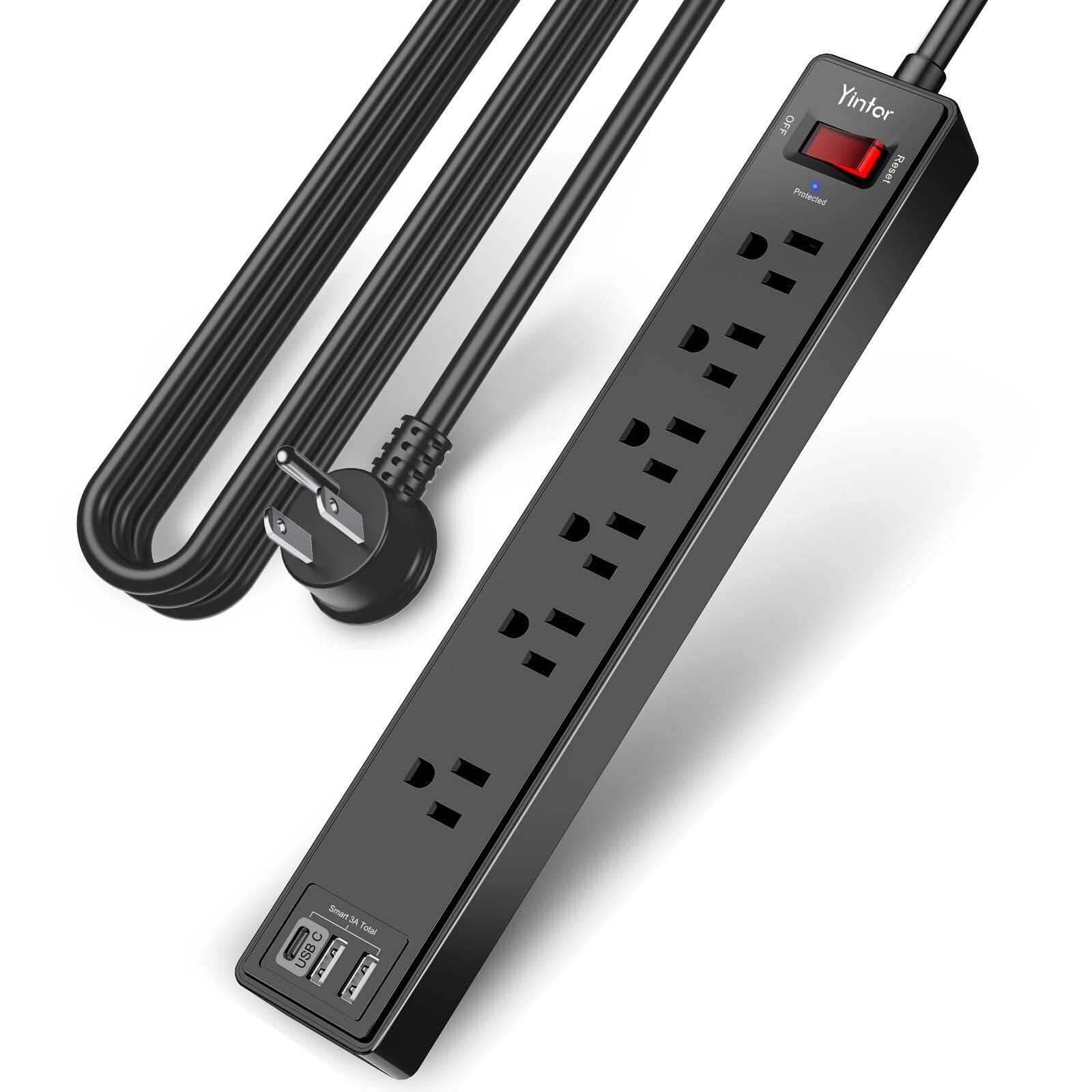 Surge Protector Power Strip 1680j 10ft Extension Cord With 6 Ac Outlets And 3 gallery