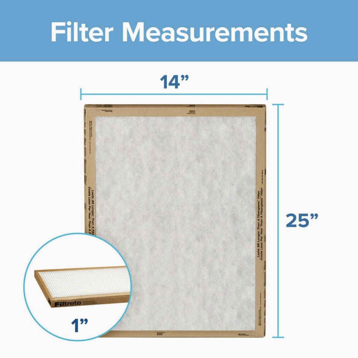 Filtrete 14 In. x 25 In. x 1 In. Basic MPR Flat Panel Furnace Filter, MERV 2 gallery