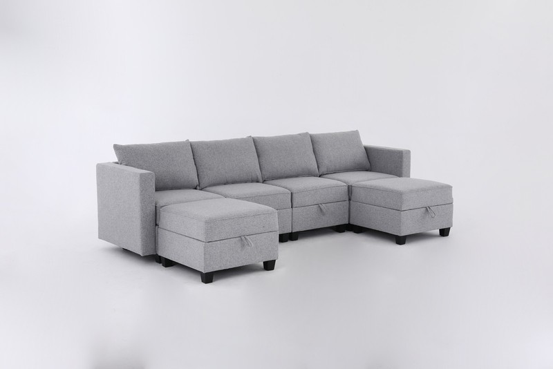 Convertible Modular Sectional Sofa Couch with Storage Seat U Shaped 4-Seat Sof gallery