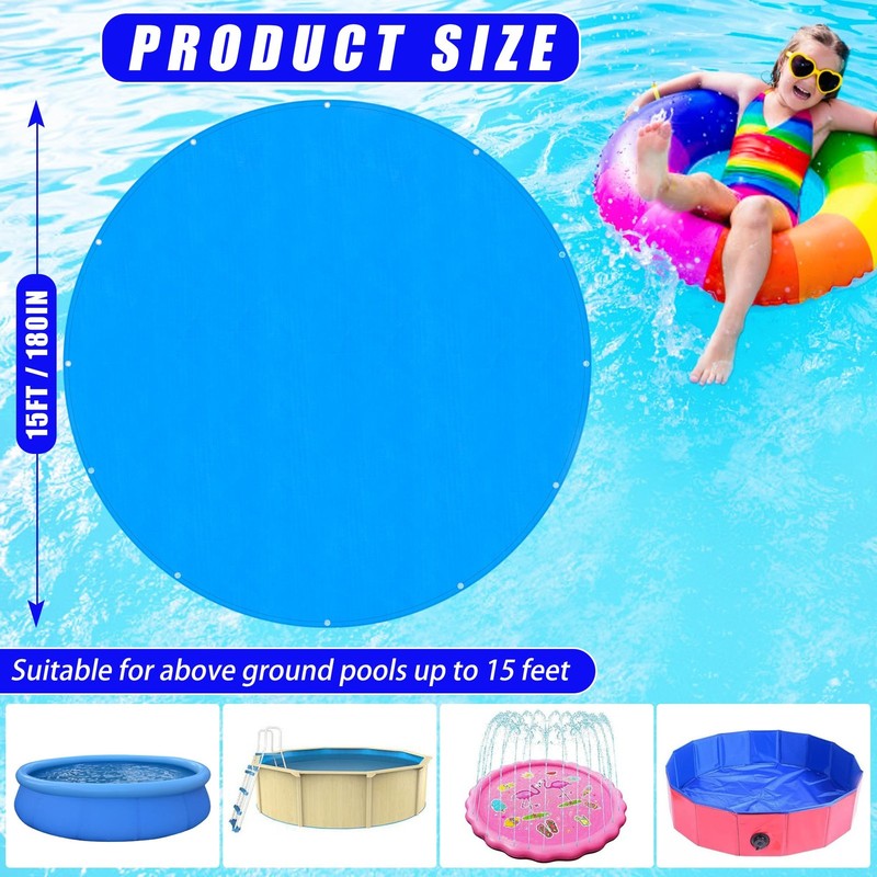 15FT Round Swimming Pool Liner Pad Heavy Duty Swimming Pool Ground Cloth Tarp... gallery