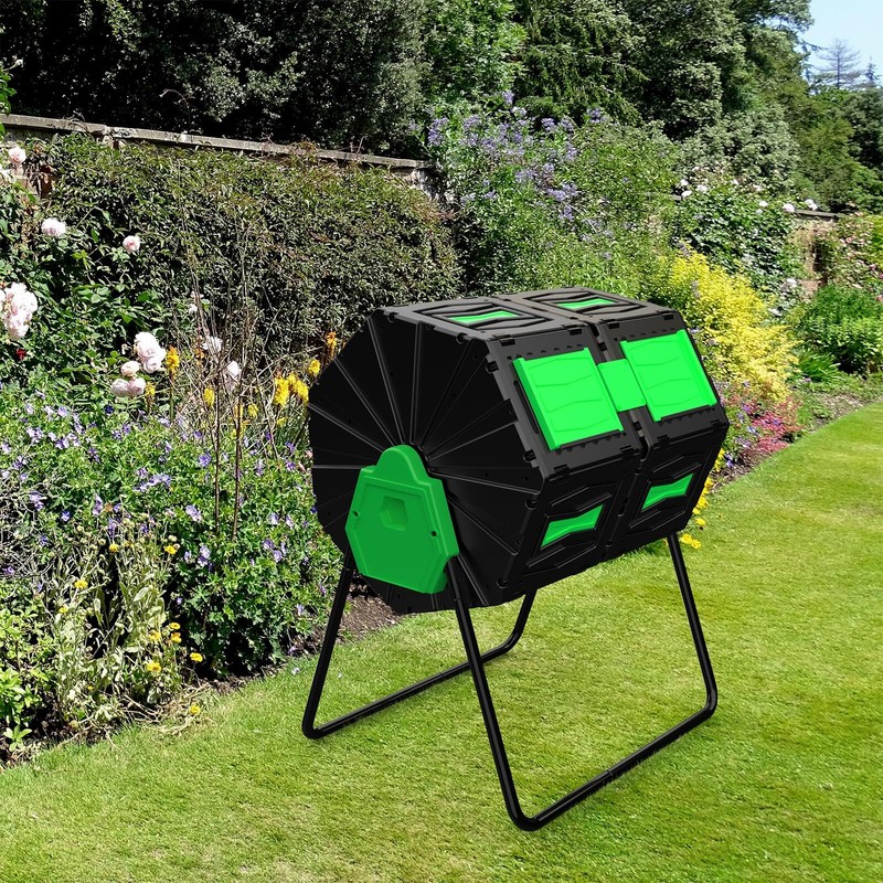 Large Composter Bin 45Gal Heavy Duty Compost Bin Outdoor Dual Chamber Tumbling gallery