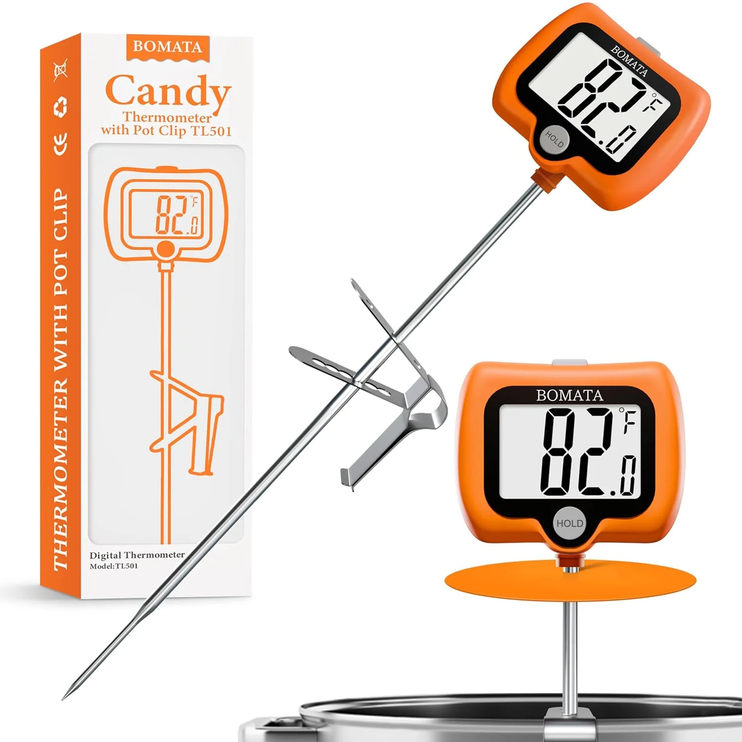 BOMATA Digital Candy Thermometer with Pot Clip, Deep Fry Oil Thermometer with Ro gallery