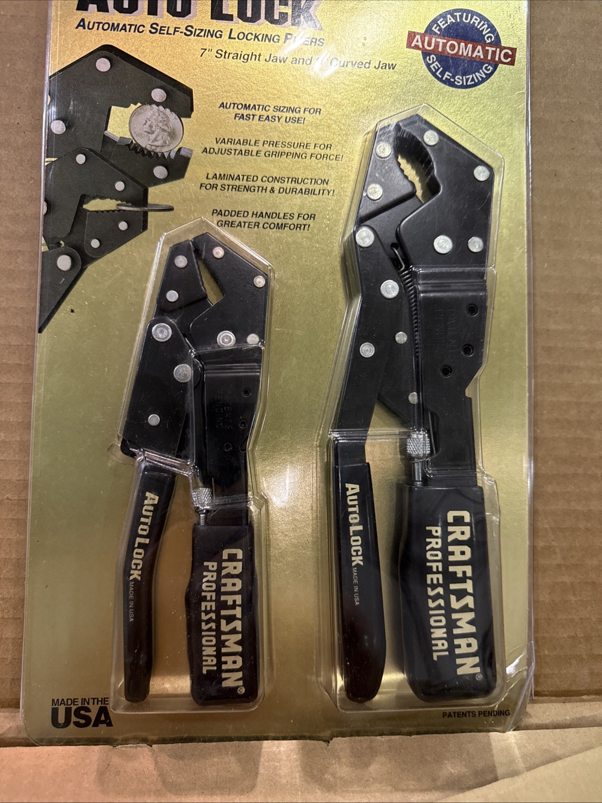 Craftsman ~ 45308 ~Professional Auto Lock Locking Pliers Set 7" & 9" Made In USA gallery