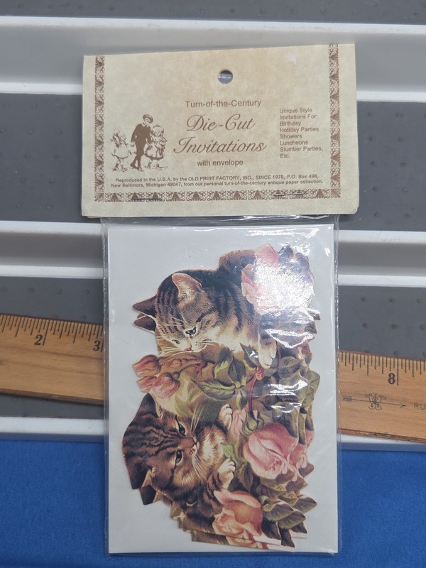 Kittens Playing Flowers Invitations Die Cut 2 Packs Old Print Factory 12 Cards gallery