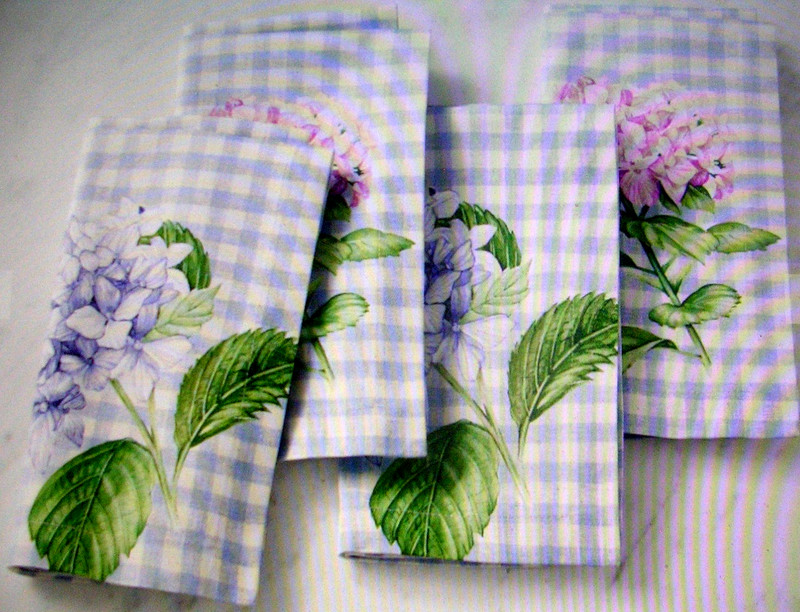 WILLIAMS SONOMA HYDRANGEA GINGHAM NAPKINS 100% COTTON TWILL SET OF 4 FOUR NWTAG gallery