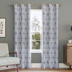 Sun Zero Eldon Trellis Print Blackout Grommet Curtain Panel, 40 x 84, Gray