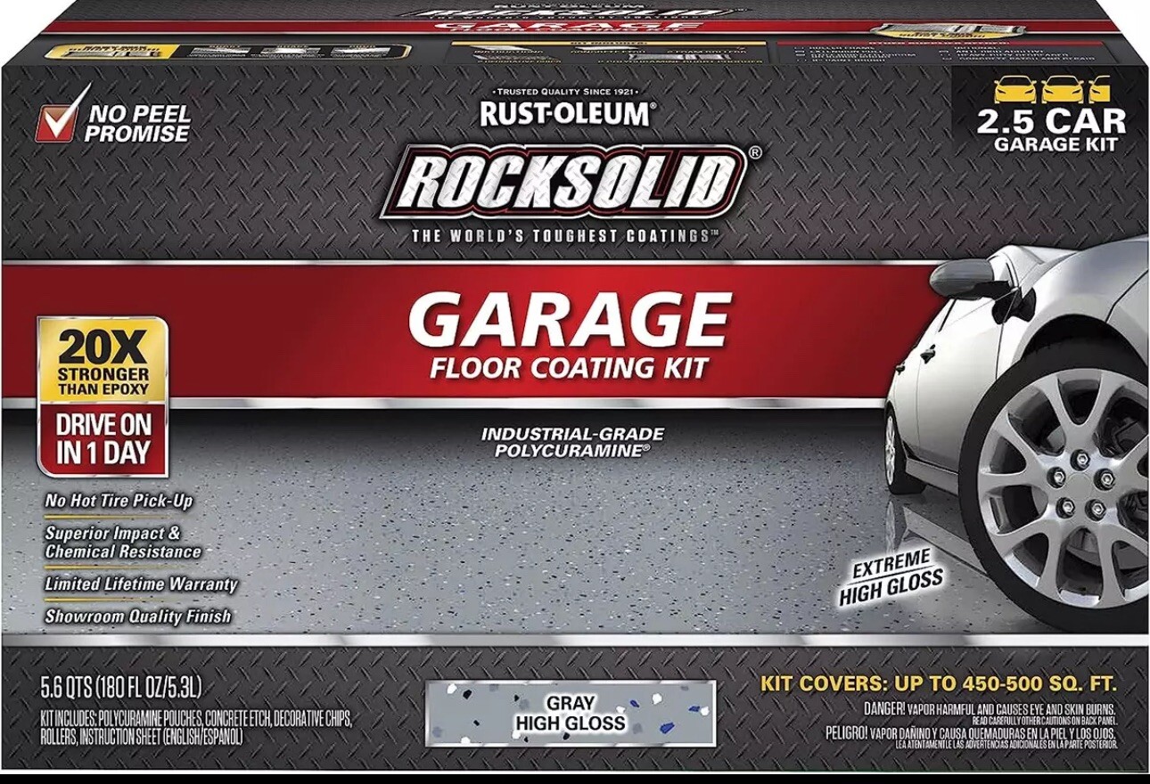 Rust-Oleum 293513 Rocksolid Polycuramine Garage Oil Floor Coating, 2.5 Car Kit, gallery