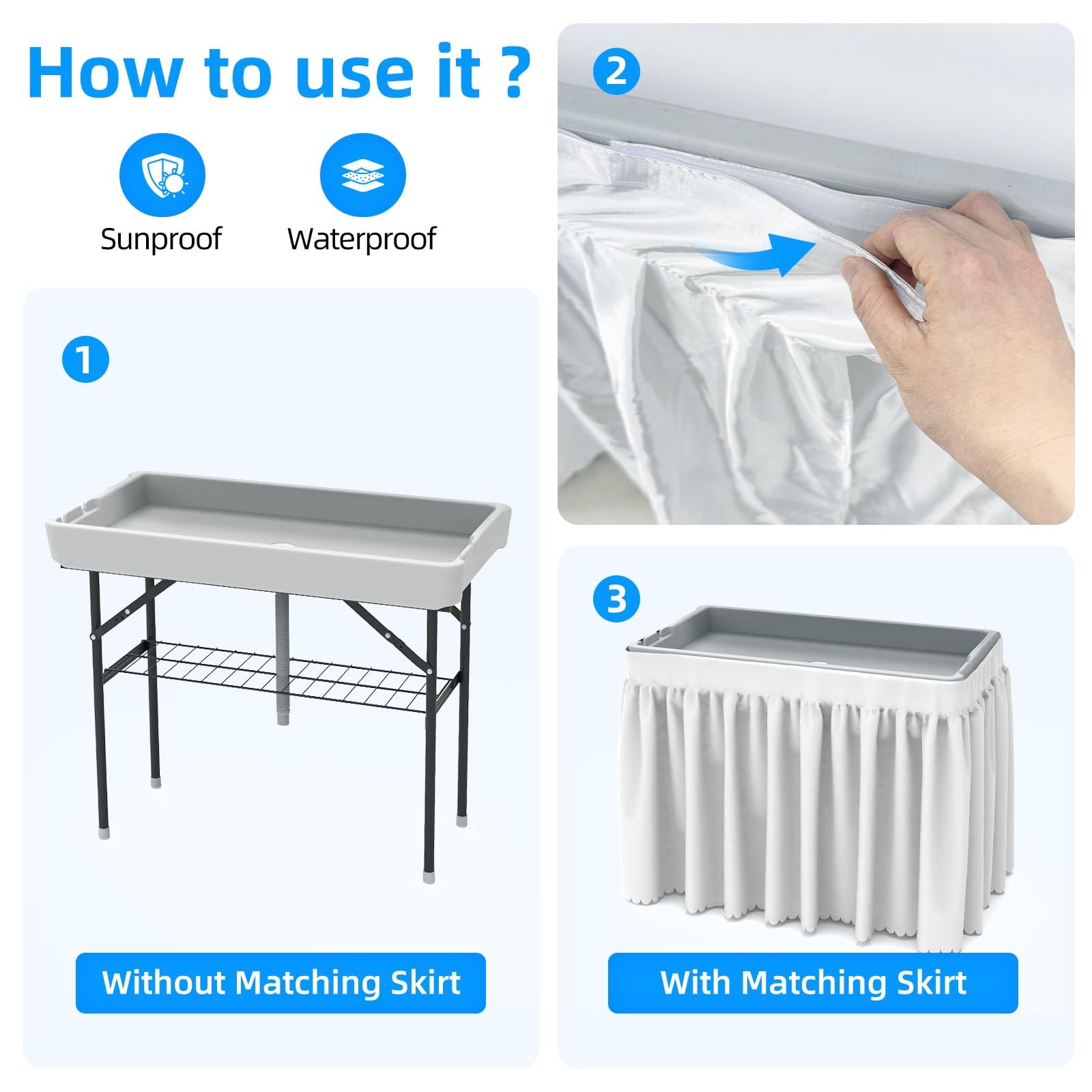 Folding Ice Cooler Table Portable Drain Hose Beverage Bar White 114015 Foldable gallery