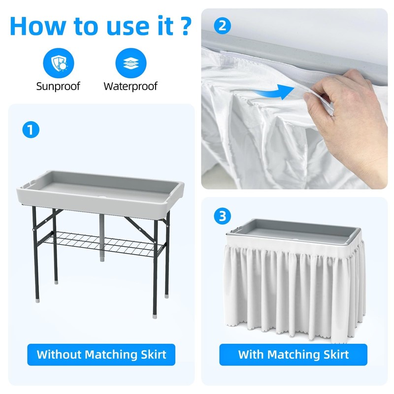 Folding Ice Cooler Table Portable Drain Hose Beverage Bar White 114015 Foldable gallery
