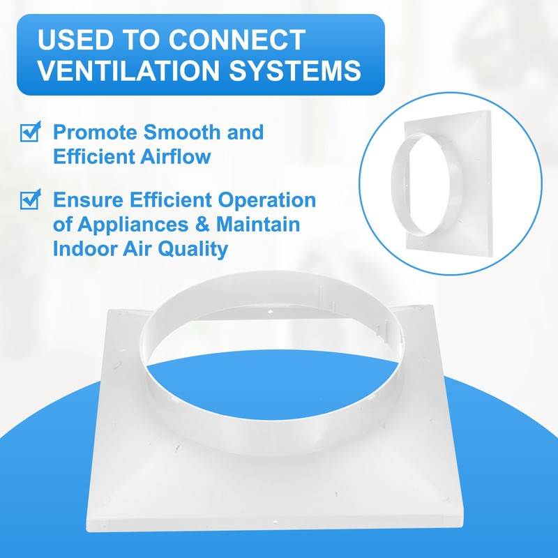 13" to 10" Duct Connector Flange Plastic Square to Round Straight Ceiling gallery