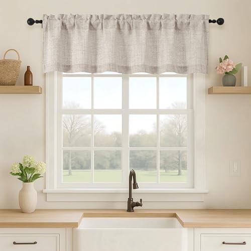 Valance for Windows, Light Filtering Faux 60"W x 14"L (Pack of 1) Linen gallery