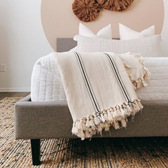 Cotton Fall Home Decor Throw & Bed Blanket | Queen King Size Bed Throw Black