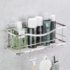 KINCMAX Premium Shower Caddy – Self Adhesive Shower Organizer w/ 4 Hooks, Drill-