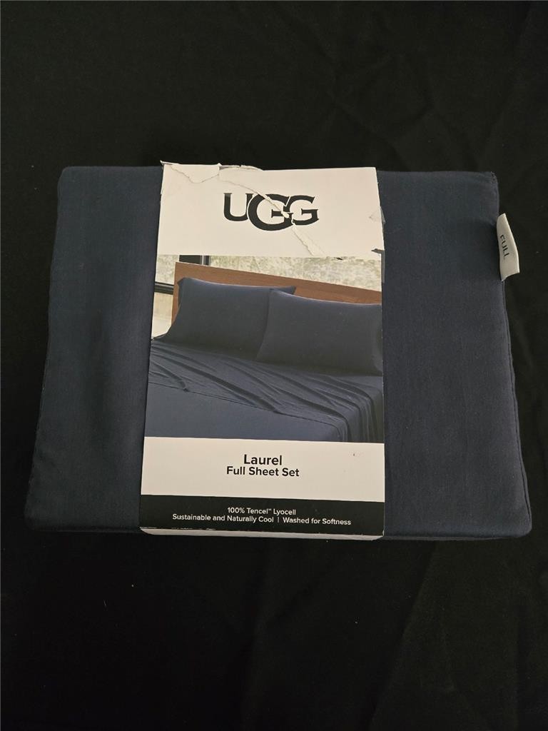 #= UGG Laurel Full Sheet Set 100% Tencel Lyocell Washable Soft Navy NEW gallery