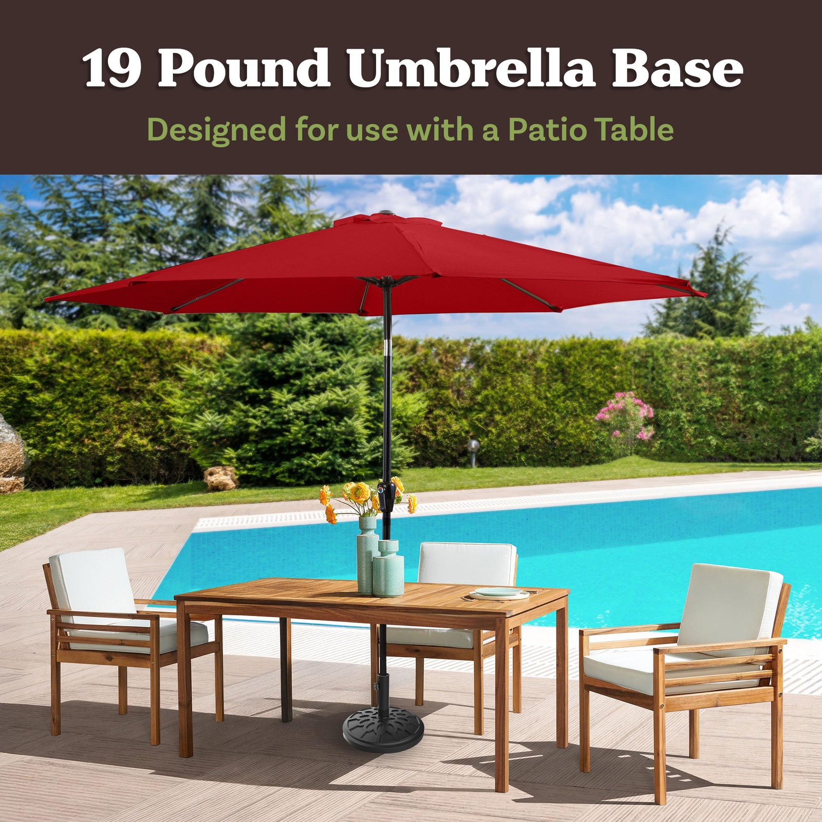 Umbrella Base - Heavy-Duty 19Lbs Weighted Outdoor Stand For Patio Table Tilt gallery