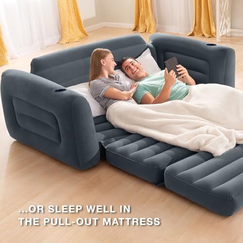 Intex Queen Sofa Grey Versatile Pull Out Bed Inflatable Comfortable Lounge gallery
