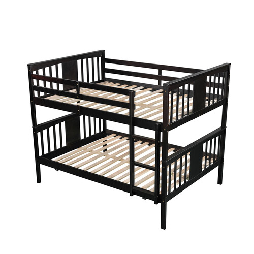 Full Over Full Bunk Bed Wood Bed Frames Full Size Platform Beds White/Gray/Brown gallery