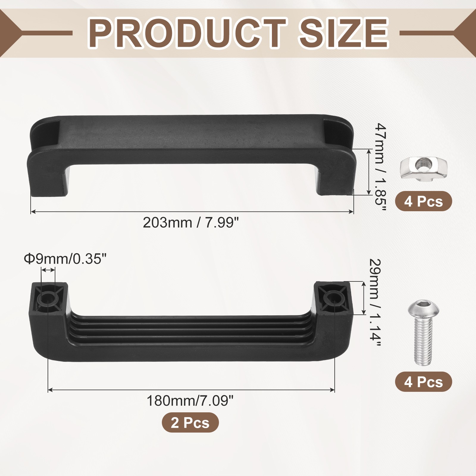 2Pcs Plastic Handles, for 7.09" Reinforced Handle with Screws and Nuts, Black gallery