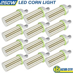 12Pack 250W LED Corn Light Bulb 5000K E39 Base, Warehouse Workshop High Bay Lamp