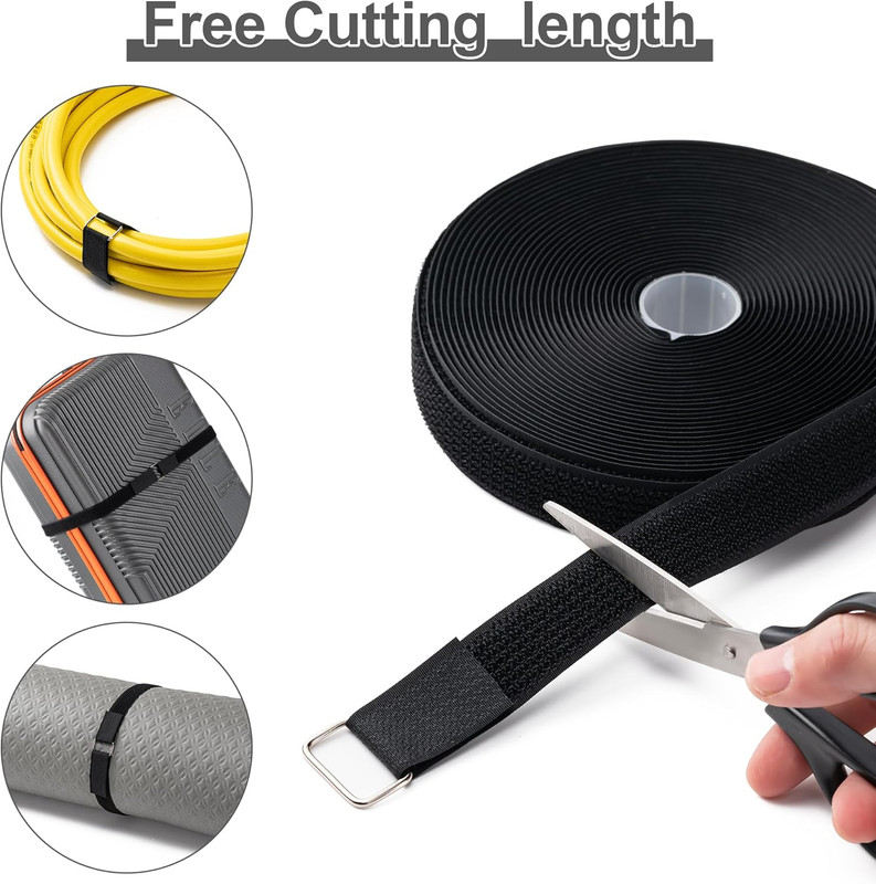 1" X16Ft Hook and Loop Straps with 25 Metal Buckles, Adjustable Fastening Cable gallery