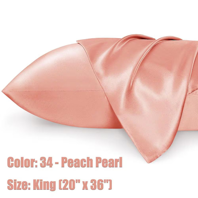 Satin Envelope Closure Sleeping Pillow Case, King 20 In. X 36 In., Peach Pearl, gallery