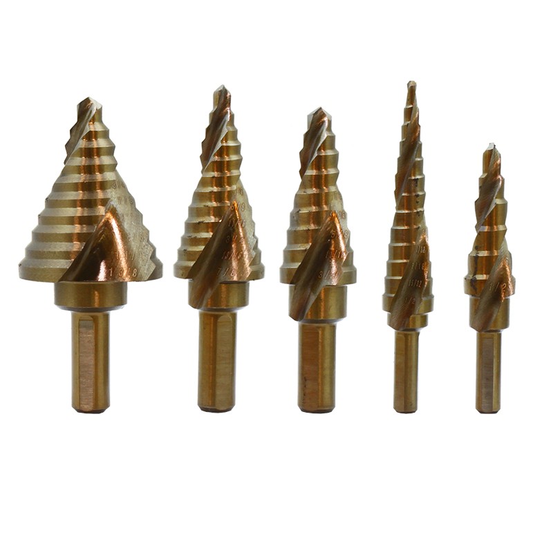 XtremepowerUS Industrial 5pc COBALT UNI STEP BITS SPIRAL FLUTE DRILL BIT SET gallery