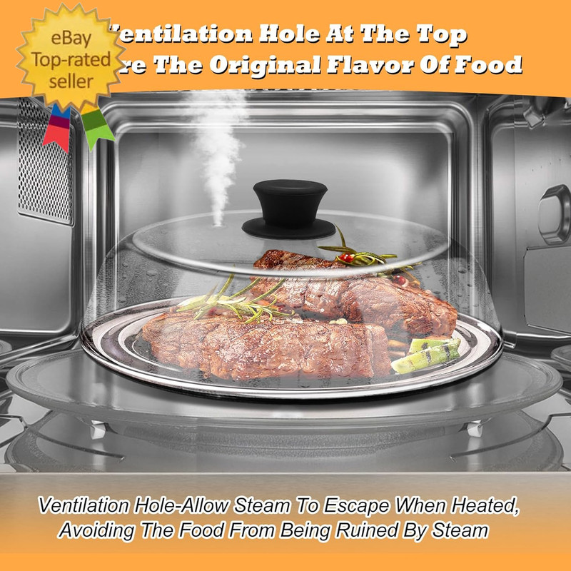 10In Glass Microwave Splatter Cover for Food with Silicone Mat, 10In Microwave gallery