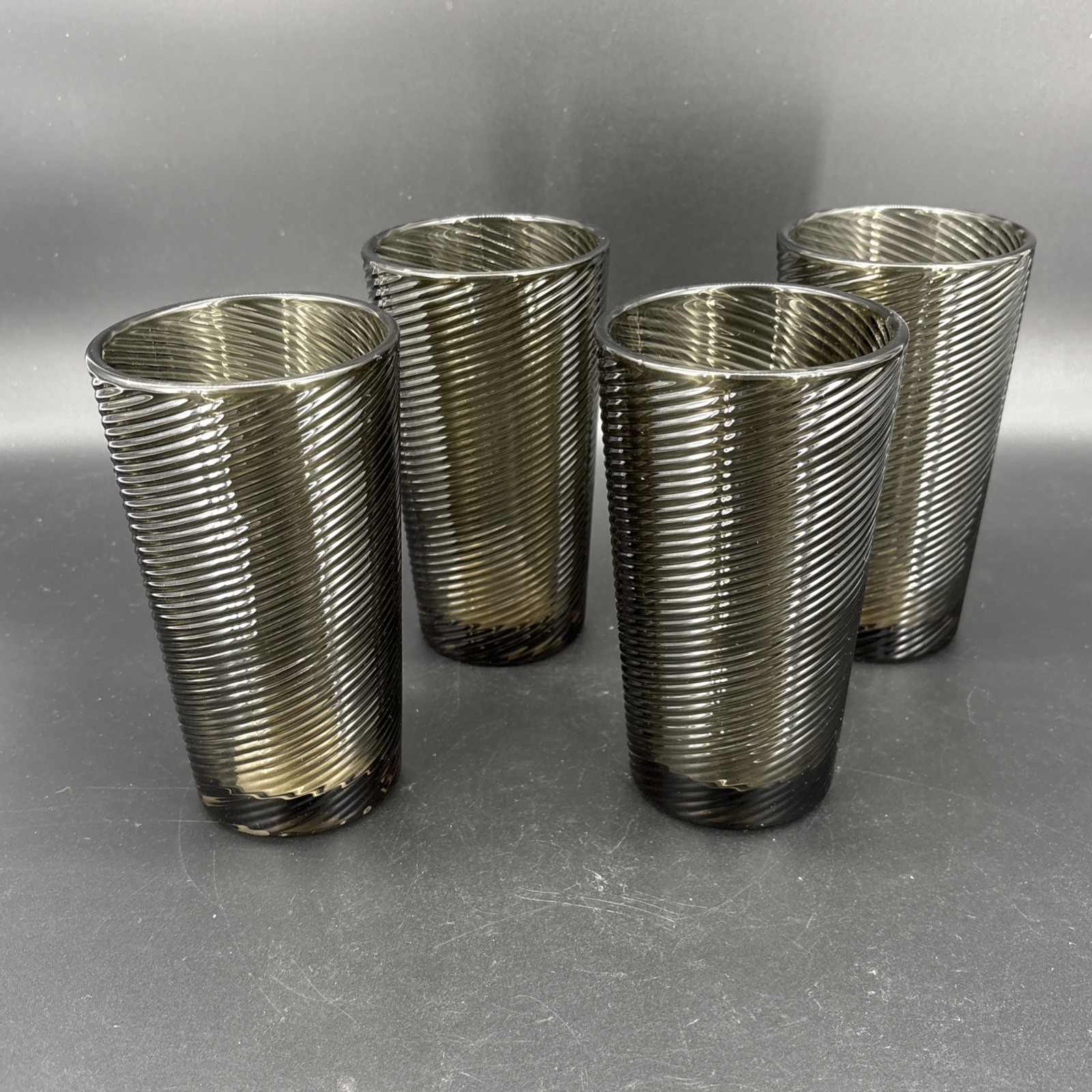 Threshold Ribbed Swirl Gray Green Glass Tumbler Set Of 4 New Drinking Glasses gallery
