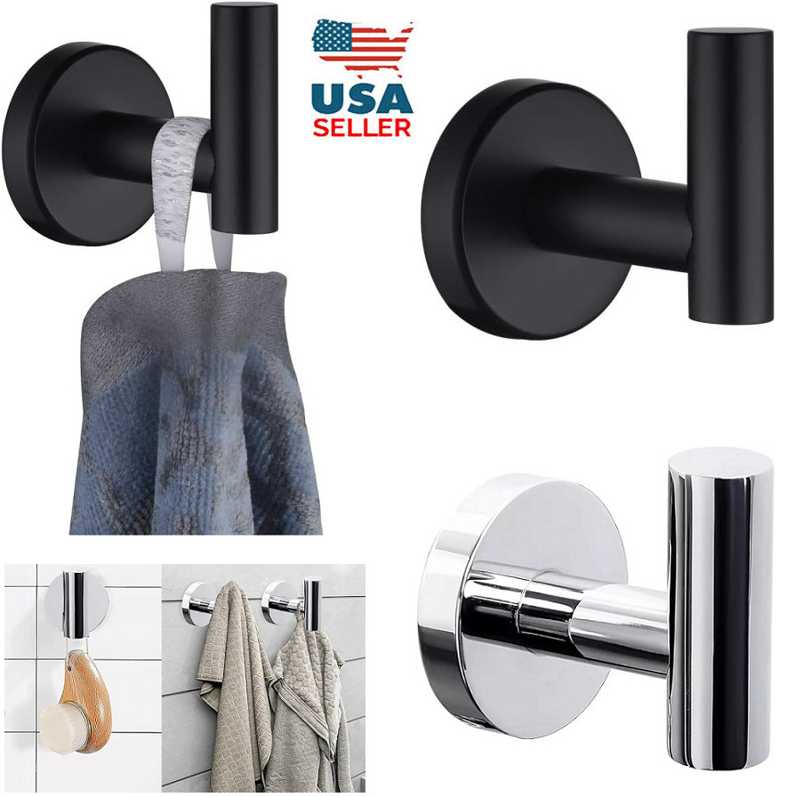 4× Bathroom Towel Robe Coat Hook Stainless Steel Wall Mounted Hooks Door Hanger gallery