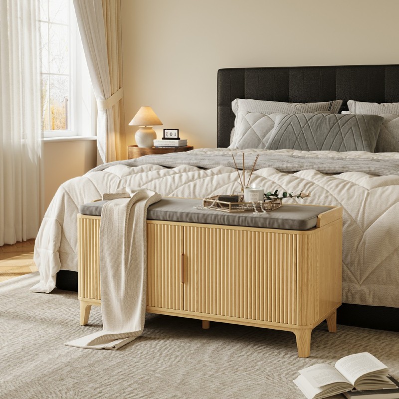 Storage Bench, Shoe Bench with Thickened Padded Seat Cushion, Entryway Bench gallery