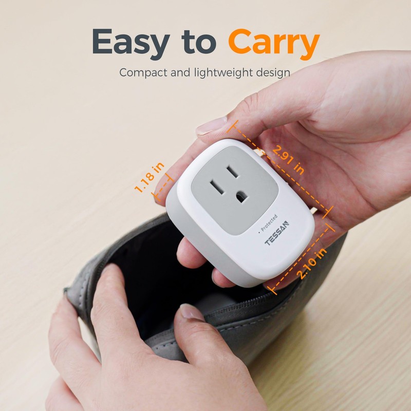 Surge Protector 1050 Joules, TESSAN Single Plug with white gallery