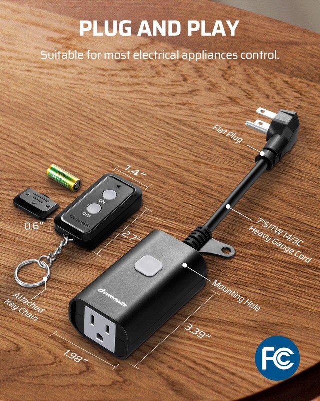 DEWENWILS Outdoor Remote Control Outlet, 15A Wireless Remote Control Switch, gallery