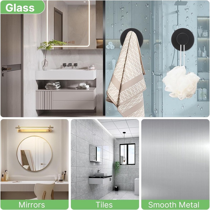 2/4/6 Pack Suction Cup Hooks, Stainless Steel No Drill Shower Hooks, Towel Hooks gallery