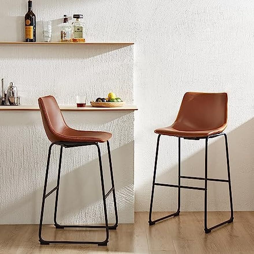 2 Pcs 18" 26" 30" Counter Height Bar Stools Leather Barstools Modern Bar Chairs gallery
