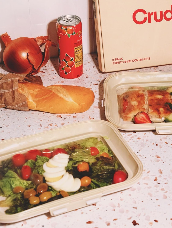 | Portable Snack Tray | Rectangle 2-Pack | Cream White | Reversible Stretch Lid gallery