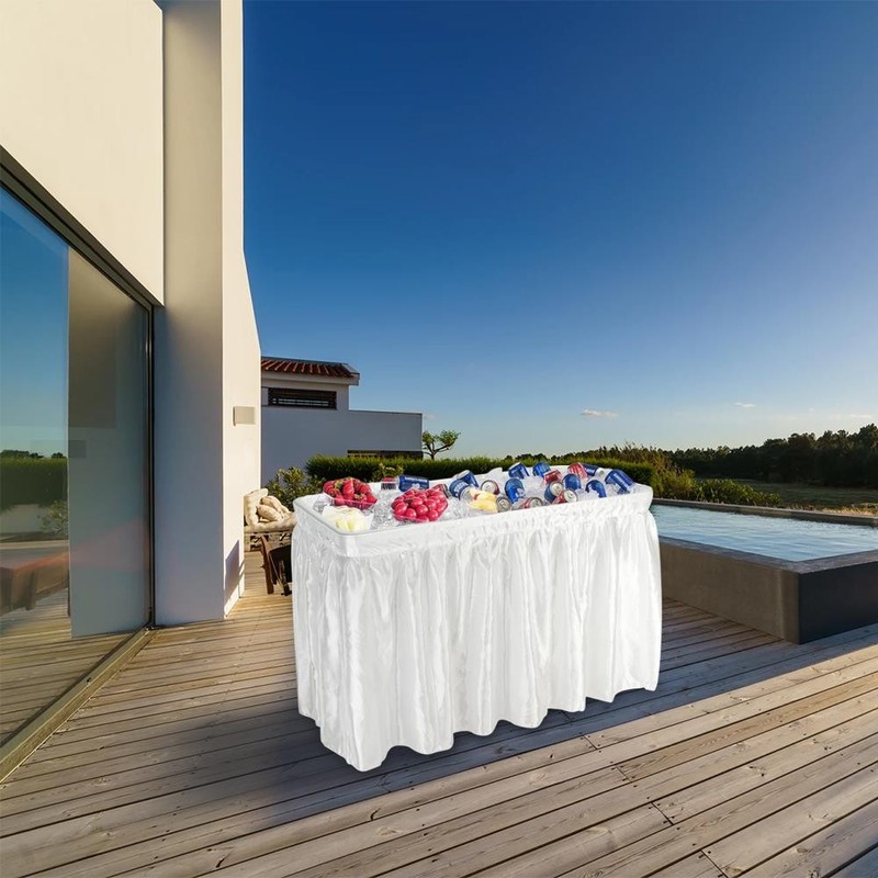 4FT Folding Ice Bin Table Outdoor Ice Cooler Table w/ Matching Skirt Party gallery