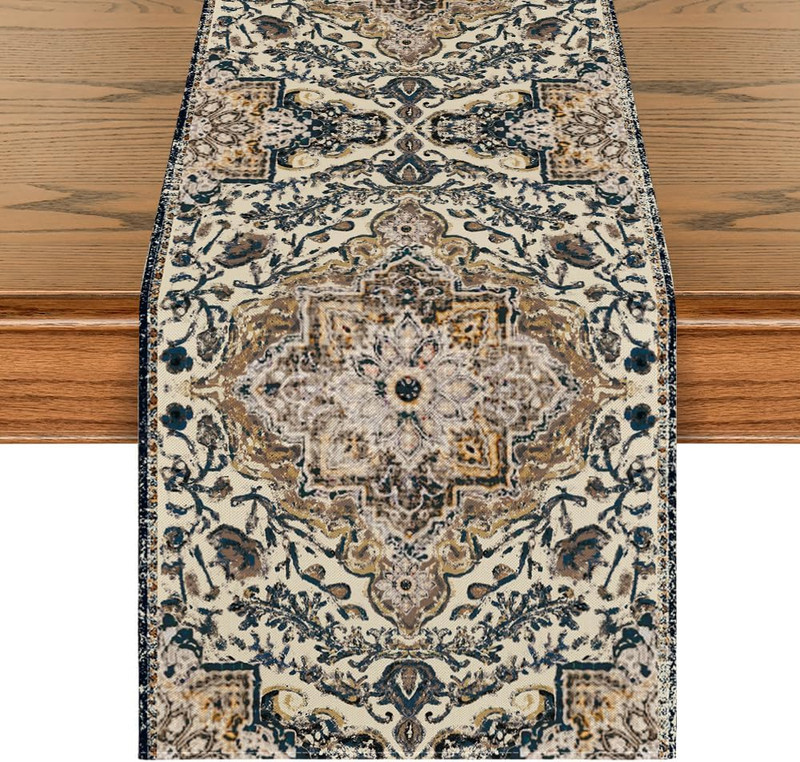 Boho Orange Table Runner for Fall Home Decor gallery