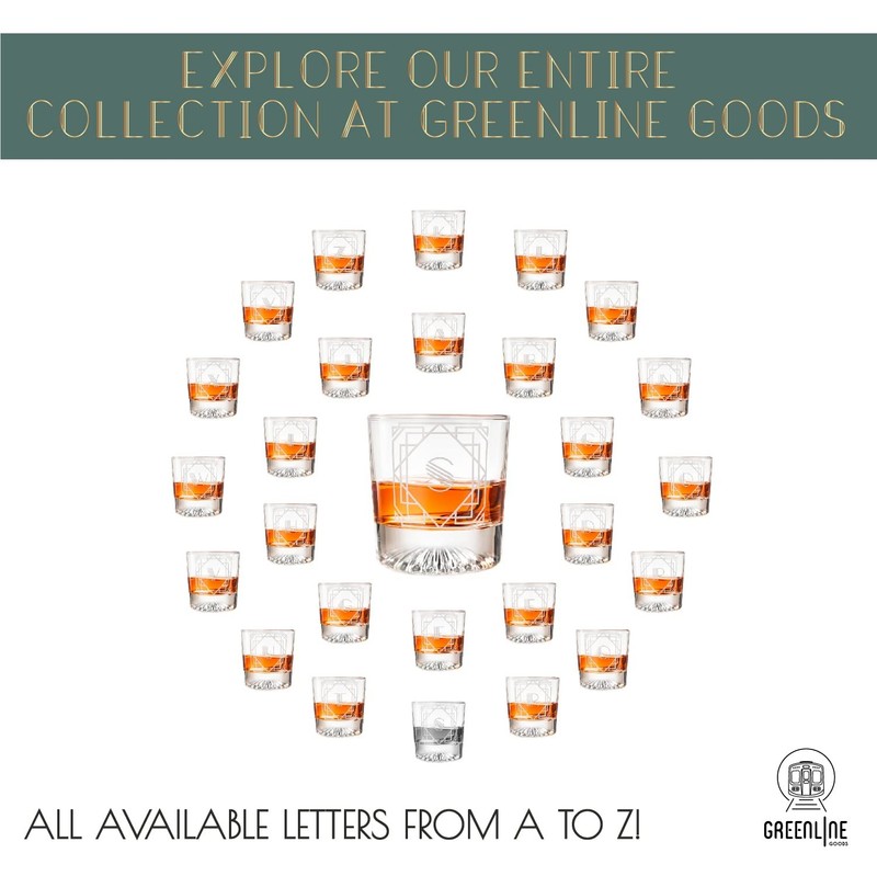 Greenline Goods - Monogram Art Deco Etched Letter S Whiskey Whiskey, Clear gallery