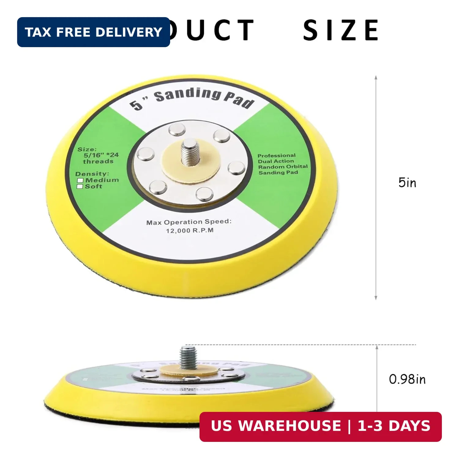 1Pcs 5in Hook and Loop Flexible Backing Pad, 5" Sanding Back Pad 5/16" 24 Thread gallery