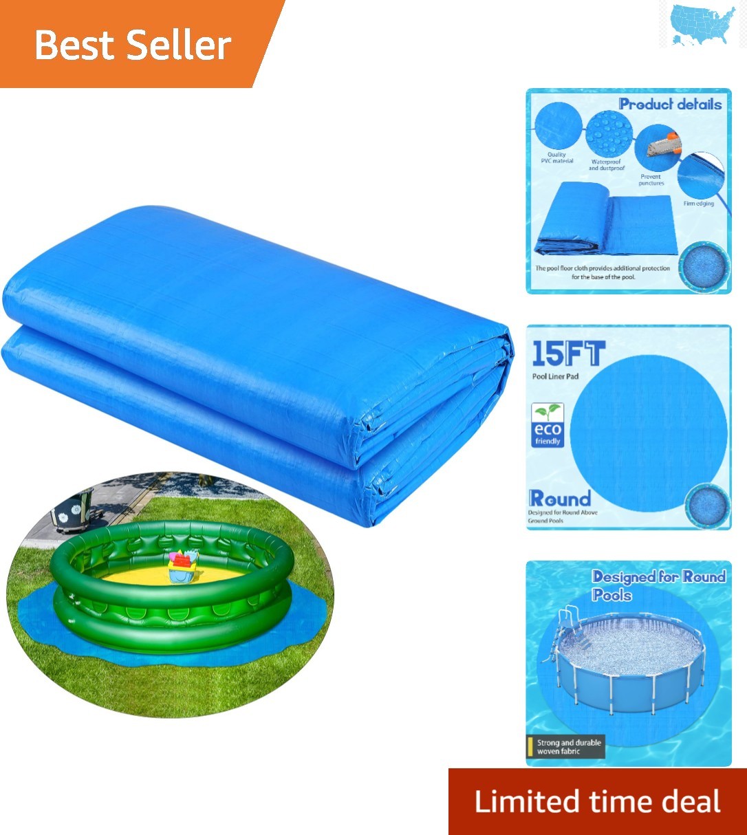 15 Ft Pool Ground Cloth to Prevent Damage & Extend Liner Life - Easy to Clean gallery