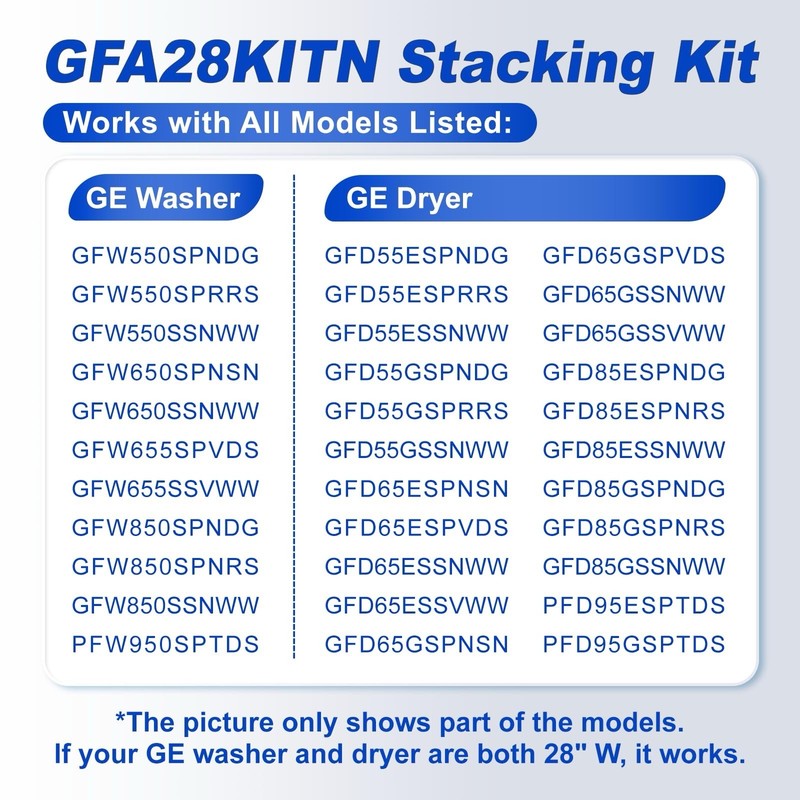 GE 28 in. Washer/Dryer Stack Bracket Kit GFA28KITN - NEW gallery