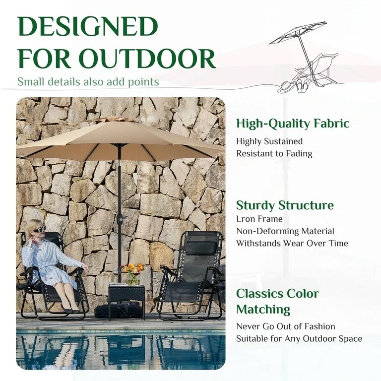 CONCETTA 9ft Outdoor Patio Umbrella with 8 Sturdy Ribs gallery