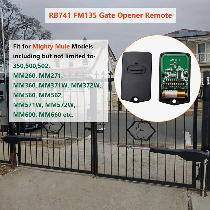 FM135 Gate Opener Remote Control - Compatible with Mighty Mule & GTO - 3 Pack gallery