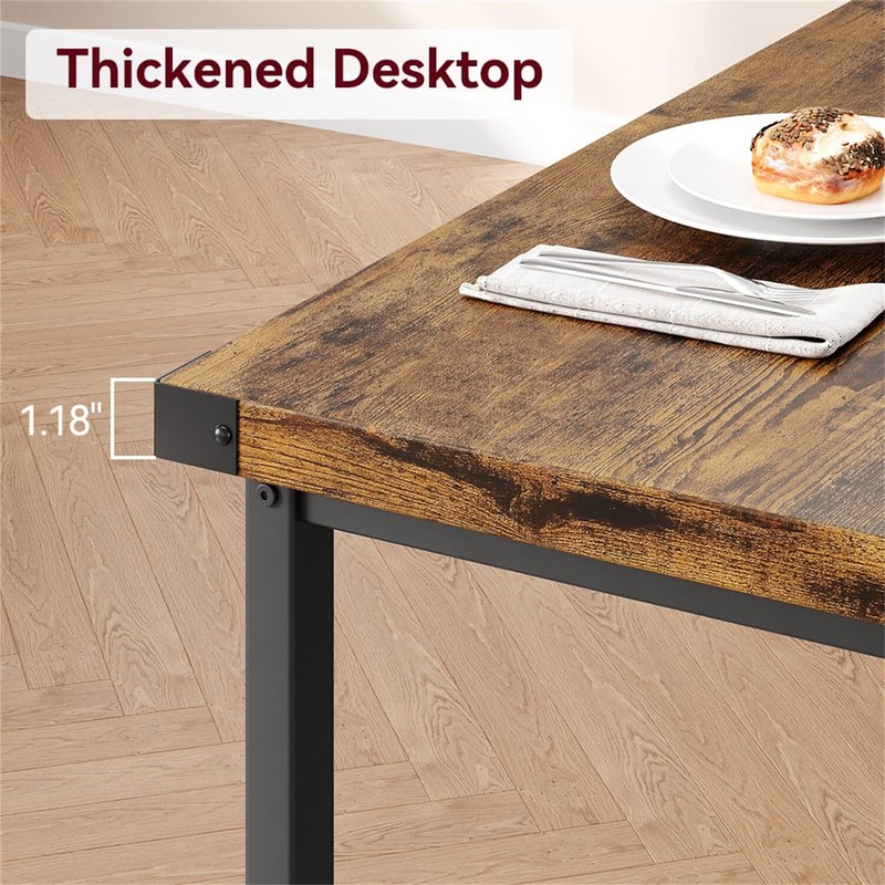 Dining Table Set for 4 Kitchen Table with 2 Metal Wood Benches for Apartment gallery